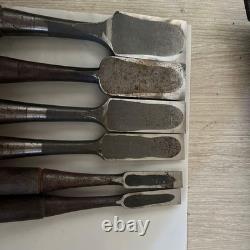 6-piece Japanese Chisel Set, Woodworking Hand Tools, Used, Brown Handles