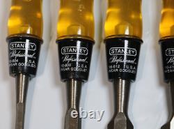 7 NOS Vintage Stanley Professional Bevel Edge Woodworking Chisels USA