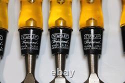 7 NOS Vintage Stanley Professional Bevel Edge Woodworking Chisels USA