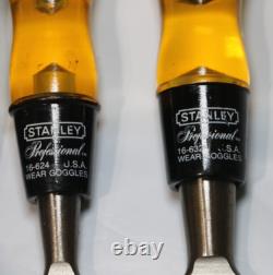 7 NOS Vintage Stanley Professional Bevel Edge Woodworking Chisels USA