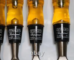7 NOS Vintage Stanley Professional Bevel Edge Woodworking Chisels USA