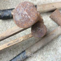 7 Pcs Set Japanese Vintage Woodworking Carpentry Tool Plane Hammer Rusty Used