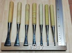 7 Pcs Set Round Japanese Vintage Woodworking Carpentry Tool Chisel Maru Nomi