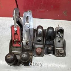 7- Vintage Original Woodworking Hand Planes Lot of 5 Assorted Types