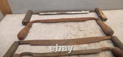 7 antique Draw knives spoke bark shave collectible woodworking knife tool lot D2