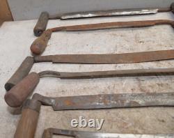 7 antique Draw knives spoke bark shave collectible woodworking knife tool lot D2