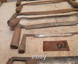 7 antique Draw knives spoke bark shave collectible woodworking knife tool lot D2