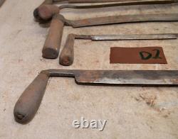 7 antique Draw knives spoke bark shave collectible woodworking knife tool lot D2