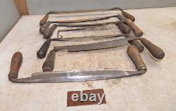 7 antique Draw knives spoke bark shave collectible woodworking knife tool lot D4