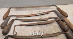 7 antique Draw knives spoke bark shave collectible woodworking knife tool lot D4
