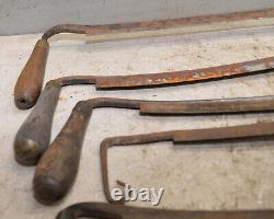 7 antique Draw knives spoke bark shave collectible woodworking knife tool lot D4