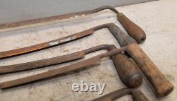 7 antique Draw knives spoke bark shave collectible woodworking knife tool lot D4