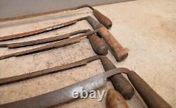 7 antique Draw knives spoke bark shave collectible woodworking knife tool lot D4