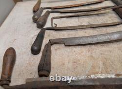 7 antique Draw knives spoke bark shave collectible woodworking knife tool lot D4
