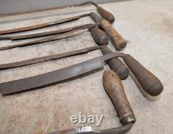 7 antique Draw knives spoke bark shave collectible woodworking knife tool lot D4
