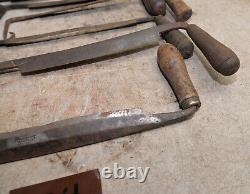 7 antique Draw knives spoke bark shave collectible woodworking knife tool lot D4