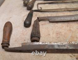 7 antique Draw knives spoke bark shave collectible woodworking knife tool lot D4