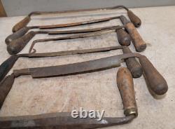 7 antique Draw knives spoke bark shave collectible woodworking knife tool lot D4