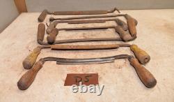 7 antique Draw knives spoke bark shave collectible woodworking knife tool lot D5