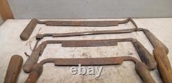 7 antique Draw knives spoke bark shave collectible woodworking knife tool lot D5