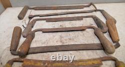 7 antique Draw knives spoke bark shave collectible woodworking knife tool lot D5