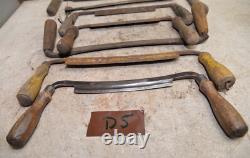 7 antique Draw knives spoke bark shave collectible woodworking knife tool lot D5
