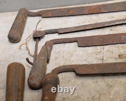 7 antique Draw knives spoke bark shave collectible woodworking knife tool lot D5