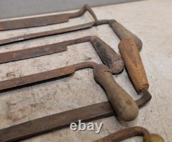 7 antique Draw knives spoke bark shave collectible woodworking knife tool lot D5