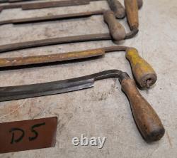 7 antique Draw knives spoke bark shave collectible woodworking knife tool lot D5