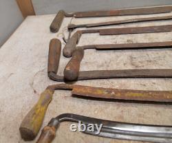 7 antique Draw knives spoke bark shave collectible woodworking knife tool lot D5