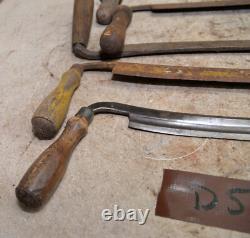 7 antique Draw knives spoke bark shave collectible woodworking knife tool lot D5