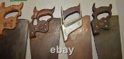 7 antique hand saw Disston & more collectible woodworking parts repair lot N6