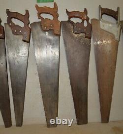 7 antique hand saw Disston & more collectible woodworking parts repair lot N6