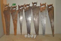 7 antique hand saw Disston & more collectible woodworking parts repair lot N7