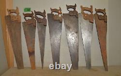 7 antique hand saw Disston & more collectible woodworking parts repair lot N7