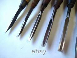 8 Piece Set Used Japanese Chisels 3mm to 15mm for DIY Woodworking Tools