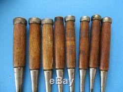 8 vintage master carpenter's Japanese stamped oriental woodworking wood chisels