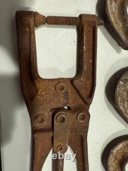 9+ Early metal clamps forged steel US collectible early woodworking tool lot