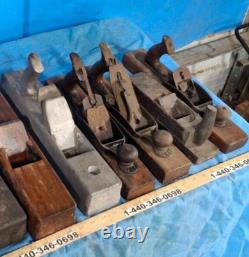 9 Pcs. Antique BAILEY Wood Planes Large Sizes Woodworking Tool Collectables