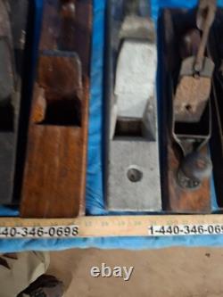 9 Pcs. Antique BAILEY Wood Planes Large Sizes Woodworking Tool Collectables