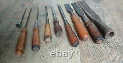 9 Vintage Antique Buck Brothers Chisels Woodworking Tools Carpentry Cast Steel