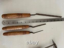 9 Vintage Woodworking Kiley Gouges/Chisels and Brookstone shaped knives