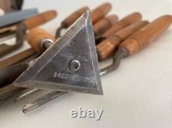 9 Vintage Woodworking Kiley Gouges/Chisels and Brookstone shaped knives