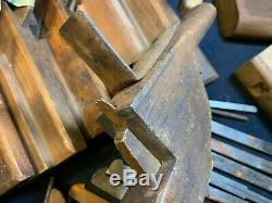 A Large Working Collection of 51+ Vintage Woodworking Tools Moulding Planes