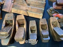 A Large Working Collection of 51+ Vintage Woodworking Tools Moulding Planes