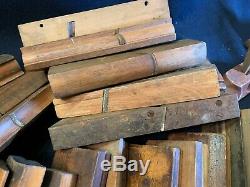 A Large Working Collection of 51+ Vintage Woodworking Tools Moulding Planes