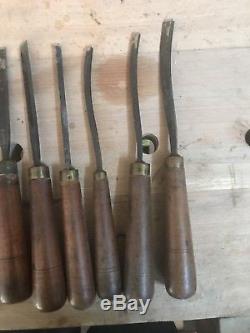 ANTIQUE S J ADDIS LONDON CARVING CHISEL WOODWORKING TOOLS SET OF 14 withBOX