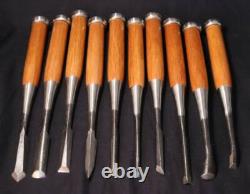 Akatsuki Striking Wood Carving Japanese Chisel Nomi Tools 10 pieces Japan