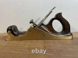 Antique 12 Brass & Rosewood Panel Plane Woodwork Hand Tool