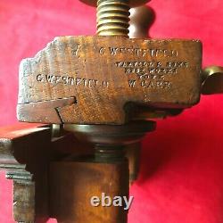 Antique 1800s Varvill & Sons Wooden Screw Stem Plough Plane Woodworking Tool